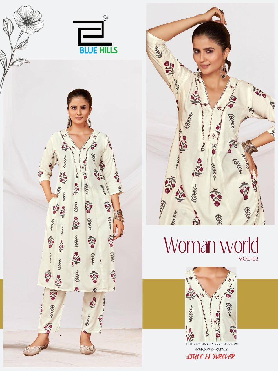 Blue hills woman world vol.2 coord set  Women Kurti wholesaler in Pune